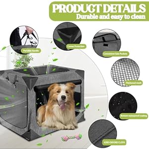 36 Inch Dog Crates,Collapsible Soft Dog Crate for Large Dogs, Chew Proof Mesh Window 3 Door Design, Indoor & Outdoor Portable Travel Dog Crate(Dark Gray) 36 Inch Dog CratesCollapsible Soft Dog Crate for Large Dogs Chew Proof Mesh Window 3 Door Design Indoor Outdoor Portable Travel Dog CrateDark Gray