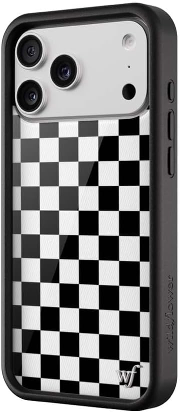 Wildflower Cases - Compatible with iPhone 17 Pro Max | Protective Black Bumper, 6.5ft Drop Test Certified, Women Owned Small Business | Checkers Black
