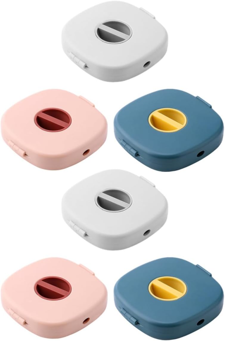 6pcs Portable Charging Cable Box with Rotating Design Multi-purpose Abs Storage Organizer for Phone Data Cables for Travel and Home Random Color
