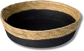 Cesto Decorativo Redondo em Fibra Natural de Seagrass, Rústico, 10x35cm