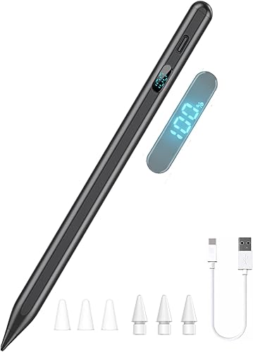 Stylus Pen for Touch Screen, LED Power Display, Fast Charging Pencil, Pixel-Perfect Tilt Sensitivity, Capacitive Pen Compatible for iPad iPhone Android Fire Tablet Microsoft Surface Chromebook