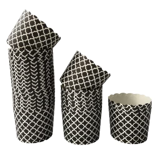 Gemso Paper Baking Cups 90-Pack 6 Oz Greaseproof Baking Cups Cupcake Muffin Cups Disposable Cupcake Wrappers For Birthday Baby Shower And Party Decorations (Black Vertical Polka Dot And Quadrafoil) #TOP4