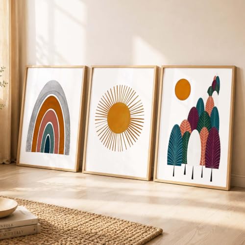 Image of kotart Distinctive Boho Painting Wall Art Home Decoration Paintings With Frame For Living Room Bed Room Hotel Wall Decor Digital Reprint Set of 3