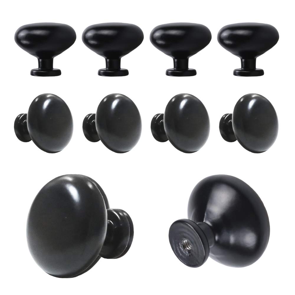 BiBiFly 10pcs Black Aluminium Alloy Cabinet Drawer Round Knob Cupboard Pull Knob for Furniture Bedroom Door Hardware Cupboard(28mm)