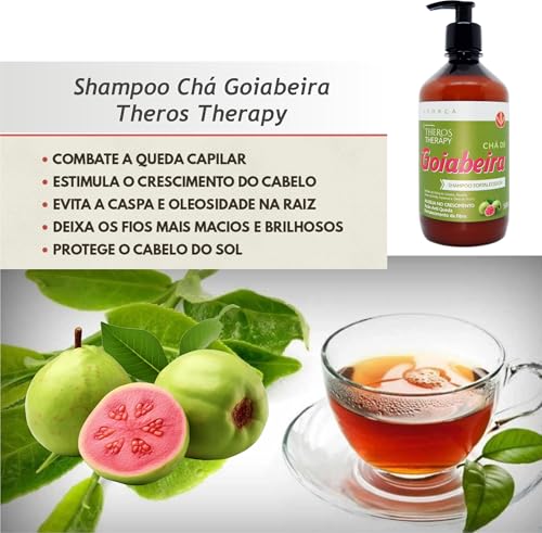 Kit Theros Therapy Chá de Goiabeira, Shampoo 500ml + Máscara 500ml + Tônico 30ml, Fortalecedor Capil