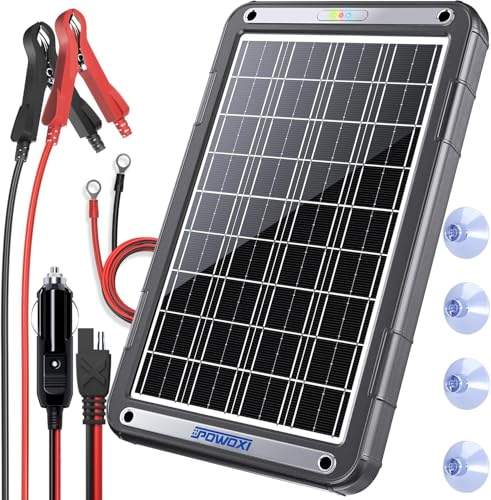 POWOXI 12V Solar Car Battery Charger: 15W Solar Trickle Charger Maintainer with MPPT Controller for...
