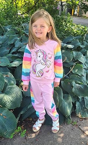 Image of Little Girls Outfits 2 Piece Toddler Long Sleeve Sweatshirt Leggings Pants Fall Winter Clothing Set 2-10 Years