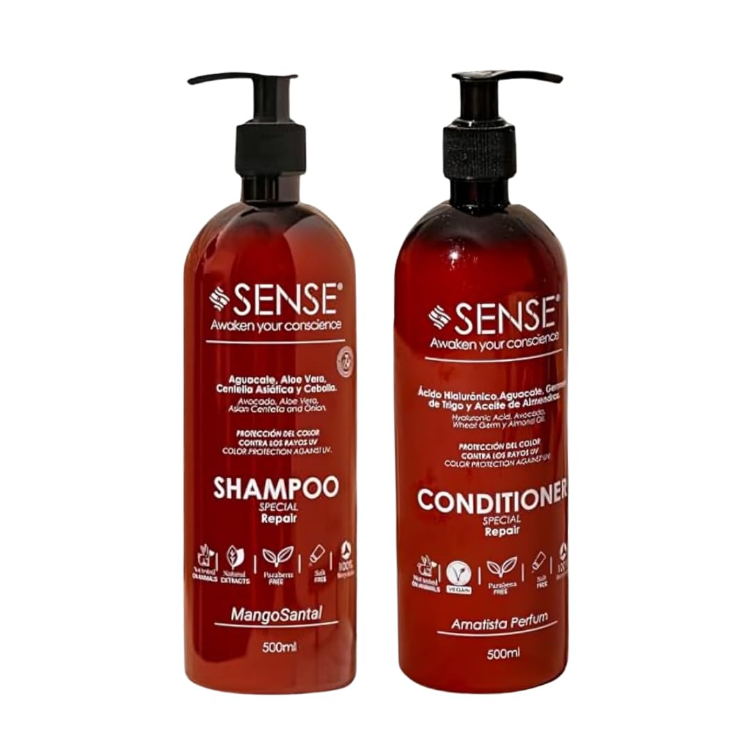 SENSE AWAKEN YOUR CONSCIENCE Repair Hair Care System: Shampoo & Conditioner - For Hydration, Strength & Protection - Salt-Free, Paraben-Free Formula (Kit Shampoo & Conditioner)