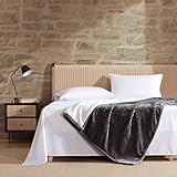 Eddie Bauer - Heated Blanket, Ultra-Soft Rib Plush Throw Blanket with Solid Sherpa Reverse, Knitted Throw Blanket with 4 Heat Settings & Auto Shut-Off (Mountain Valley Grey, 50' x 70')