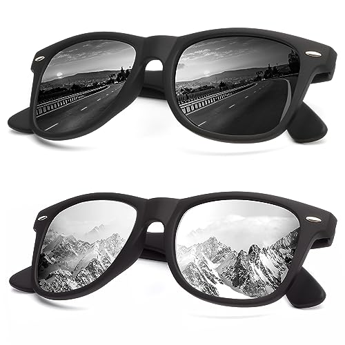 KALIYADI Polarized Sunglasses 2-Pack Matte Mirror UV Block
