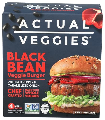 Actual Veggies, Burger Plant Based Black Grocery Frozen, 12 Ounce