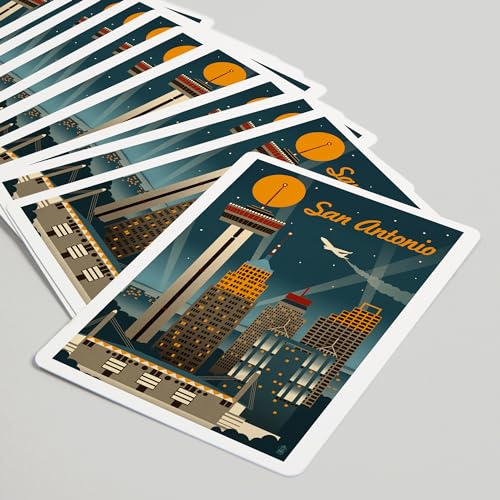Naipes Poker San Antonio Texas Retro Skyline 52 Cartas miniatura 5