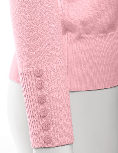 LALABEE Women's V-Neck Long Sleeve Button Down Sweater Cardigan Soft Knit-BABYPINK-XL - Thumbnail 5