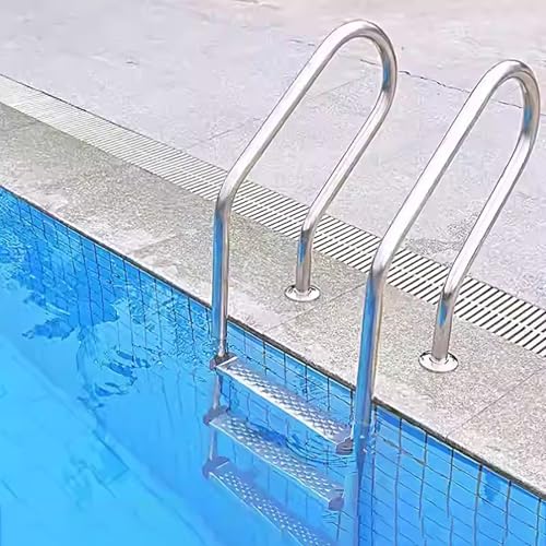 Escalera para piscina con doble barandal y peldaños antideslizantes miniatura 6