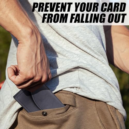 3 Pcs PU Leather Business Card Holders, Square Pocket Business Card Holder Wallet for Men with Metal Snap Button for Storing Change, Credit Cards, ID Cards (Black) 6