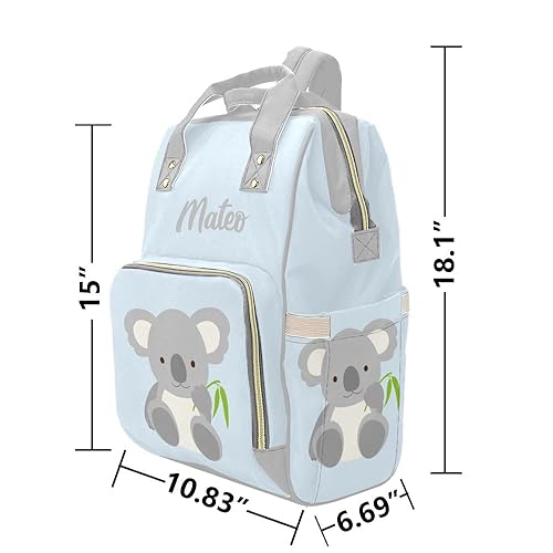 Miniatura 6 de Koala - Bolsa de pañales personalizada azul con nombre, mochila de viaje personalizada para mamá