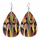 Women Leather Earrings for Women Abstract Afro African Ladies Earrings Teardrop Earrings Dangle Earrings Decoration Christmas