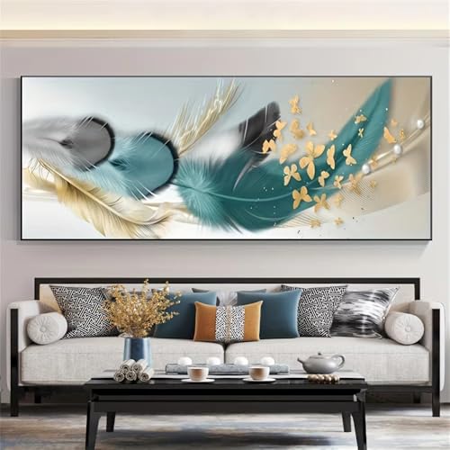 Affiche sur toile moderne style luxueux papillon horizontal 50 x 140 cm