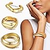 MEDOJO 6 Pcs Chunky Bangle Bracelet for Women Open Golden Wide Wrist Irregular Acrylic Resin Bangles Bracelets Trendy Stackable Cuff Jewelry #2
