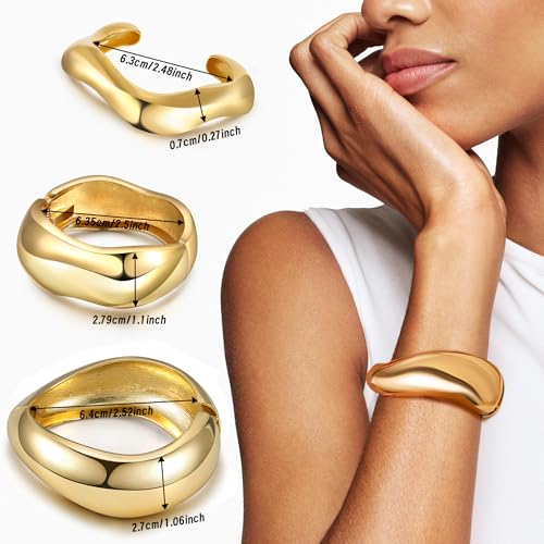 6 Pcs Chunky Bangle Bracelet for Women Open Gold Wide Wrist Irregular Acrylic Resin Bangles Bracelets Trendy Stackable Cuff Jewelry3