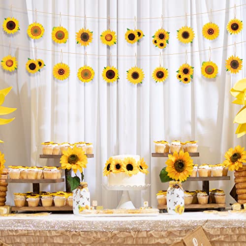 Watinc 31Pcs Spring Summer Sunflower Wooden Hanging Ornament Set, Sunflowers Wood Hang Pendant Decoration, Rustic Flower Craft Gift Tag Decor With Rope For Home Garden Holiday Beach Party (10 Styles) #TOP3