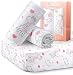Fitted Crib Sheets Set 2 Pack - 100% Jersey Knit Cotton with Lovely Animals Prints in White, Gray and Coral, Perfect Toddler Gift