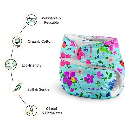 Image of SuperBottoms Newborn UNO Cloth Diaper - Reusable and Washable Cloth Diaper for newborn babies from 0-3 months (0-7 kg) | Softest and Safest Newborn Baby Cloth Diapers with Dry feel Magic Pad - Periwinkle