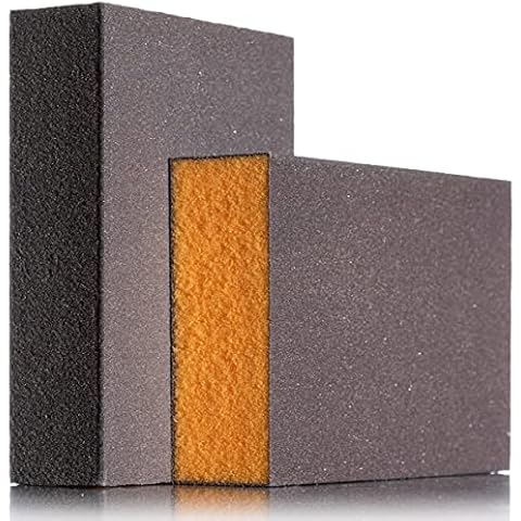 YoiYee Ultra Fine Grit Hand Sanding Block (800-1000 grit), Wet and Dry Sponges Sandpaper, Flexible Sand Cube, Polishing Abrasive Foam Pads for Wood/Metal/Plaster Wall/Car/modelling, 2 Pack Cover