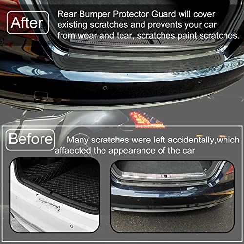 Gseigvee 1 Pc Rear Bumper Protector Guard 35"*2.75", Trunk Rubber Protection Strip Rubber Scratch-Resistant Trunk Door Entry Guards Sports With Full 3-M Tape, Universal For Suv Cars #TOP4