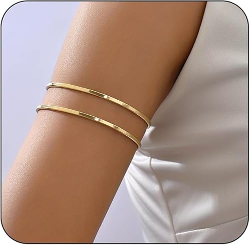 Hebterrka Minimalistischer Armreif Schichtarmband Oberarmreif Offenes Armband Eleganter Manschettenarmreif Runder Armreif Stapelbarer Geometrischer Schmuck