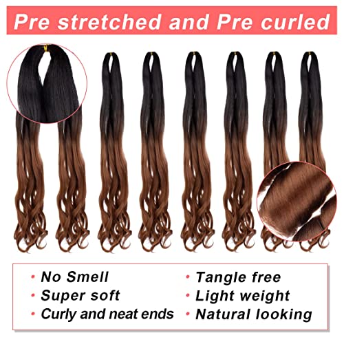 XTREND 8 Packs French Curly Braiding Hair 22 Inch Pre-Stretched Synthetic Hair Extensions For Women Yaki Texture Bouncy French Loose Wavy - Image 4