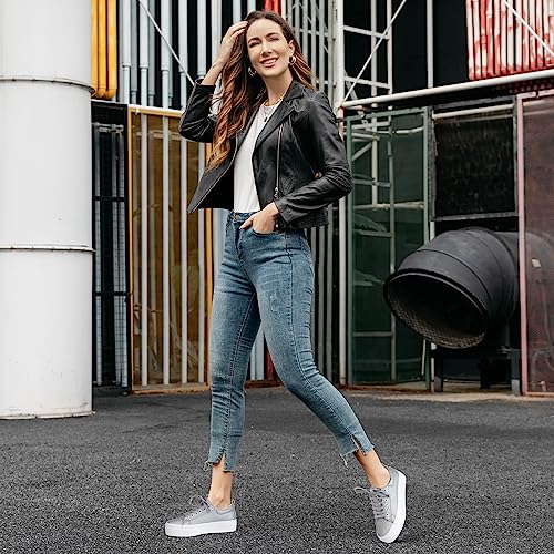 Image of JABASIC Women Lace Up Platform Sneakers Comfortable Casual Fashion Sneaker Walking Shoes