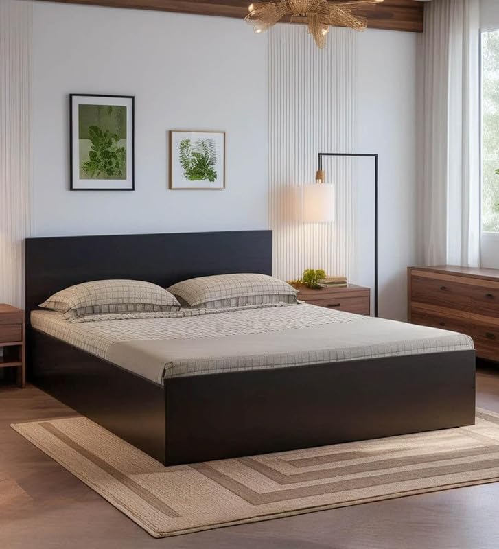 Image of Mintwud Pepperfry Engineered Wood King Size Bed with Box Storage | Wooden Double Bed Cot Palang Furniture for Bedroom Living Room Home Hotel (Wenge Finish)