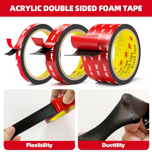 Image of 3M Double Sided Tape Heavy Duty 0.39in x 10ft, Removable Mounting Tape | Adhesive Strips Double Sided Mounting Tape, Strong Foam Tape for Walls Picture Hanging Poster, Car, LED Strip Light
