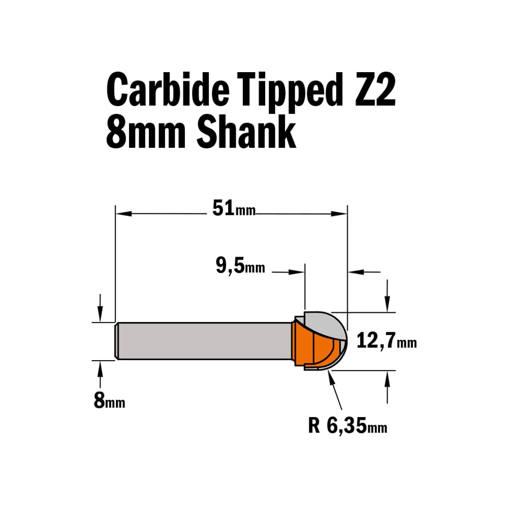 Cmt Orange Tools 914,127,11 truskawka promień HM wypukły kształt 8 R S D 12,7 6,35