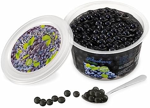 INSPIRE FOOD Popping Boba Pearls for Bubble Tea - 1 lb | Blueberry | Bursting Pearls Bubble | Real Fruit Juice For Shakes, Desserts, Smoothies | 100% Vegan & Glutenfree