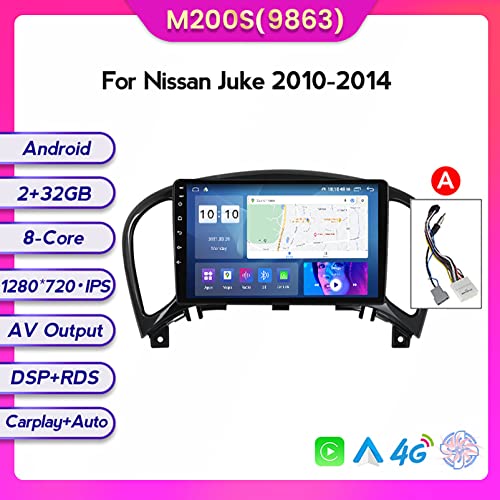 Autorradio para Nissan Juke con GPS, Android 10, Carplay y pantalla táctil Bluetooth 3