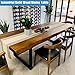 Lebolna Industrial Solid Wood Dining Table,Rectangle Live Edge Kitchen Table,Rustic Pine Table Top & Metal Base,Large Long Dining Room Table for 2,4,6,8(63