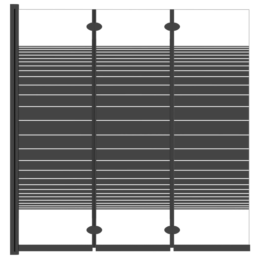 Parete pieghevole per vasca da bagno, 3 pezzi, 130 x 130 cm, in vetro di sicurezza ESG da 6 mm, con telaio in alluminio nero