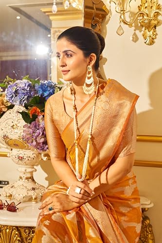 Image of SWORNOF Women's kanjivaram banarasi silk saree for Patola festival Wedding silk with rich pallu Design sarees for women with blouse piece