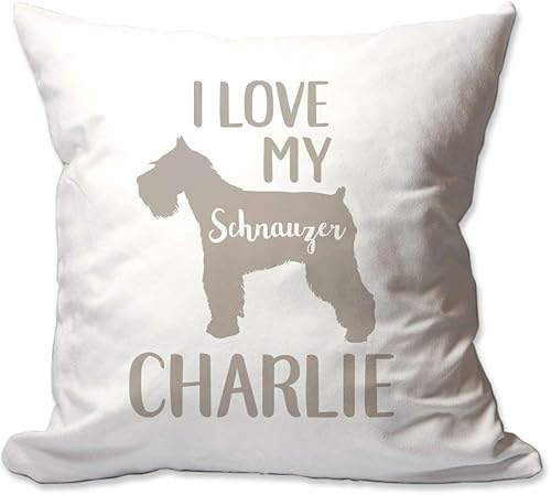 Pattern Pop Funda de almohada personalizada con texto en inglés "I Love My Schnauzer" Funda de almohada de 17 x 17 pulgadas (sin relleno) Funda de