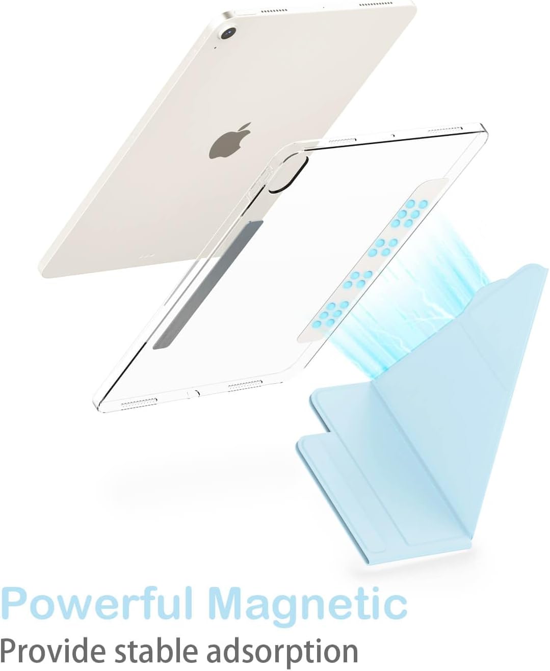 Feams Y Fold Folio for iPad mini 7 A17 Pro 8.3 Inch 2024/iPad Mini 6 2021 Case, Y-Shaped Stand Magnetic Detachable Front Cover with Magnetic Clasp & Auto Sleep, Sky Blue