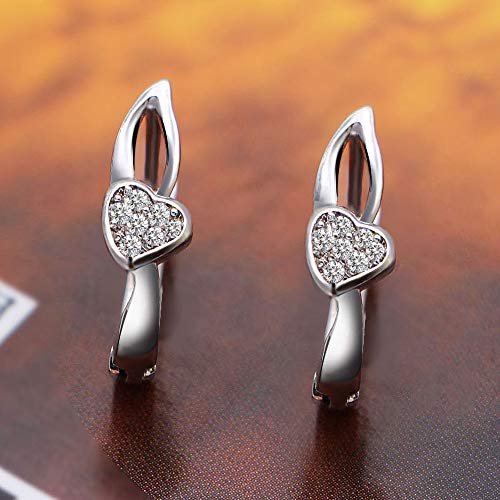 Worry-Free 14K Silver Plated Polished Smooth Heart CZ Latch Back Clasp Earrings3