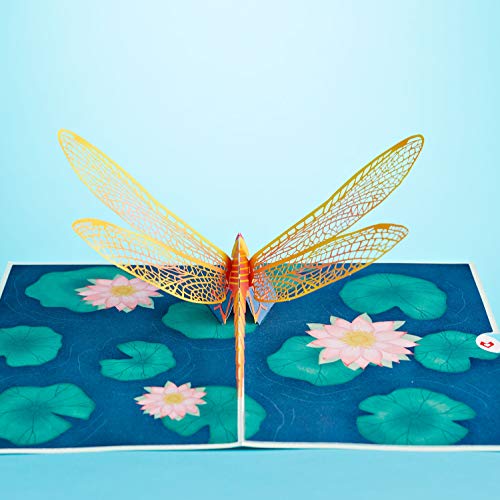 image for Lovepop Dragonfly on Water Lily Pop Up Card - 3D Card, Mothers Day Car