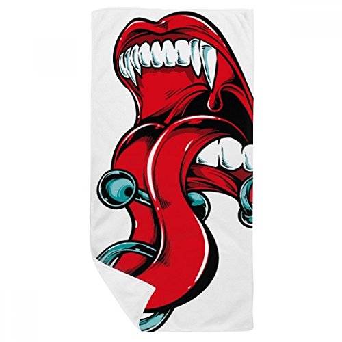 Serviette de bain doux bouche rouge et gant de toilette multicolor 35x70cm