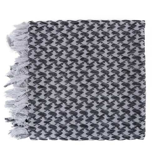 Bufanda árabe táctica de algodón gris unisex para cuello en invierno pañuelo cuadrado