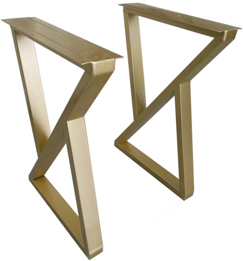 JRPT Steel Bench Legs Z-Shaped Steel 1.2Mm Dining Table Legs,3Cm × 6Cm Cross Section,Computer Desk Legs with Adjustable Screw Beautiful/Golden / 45CM