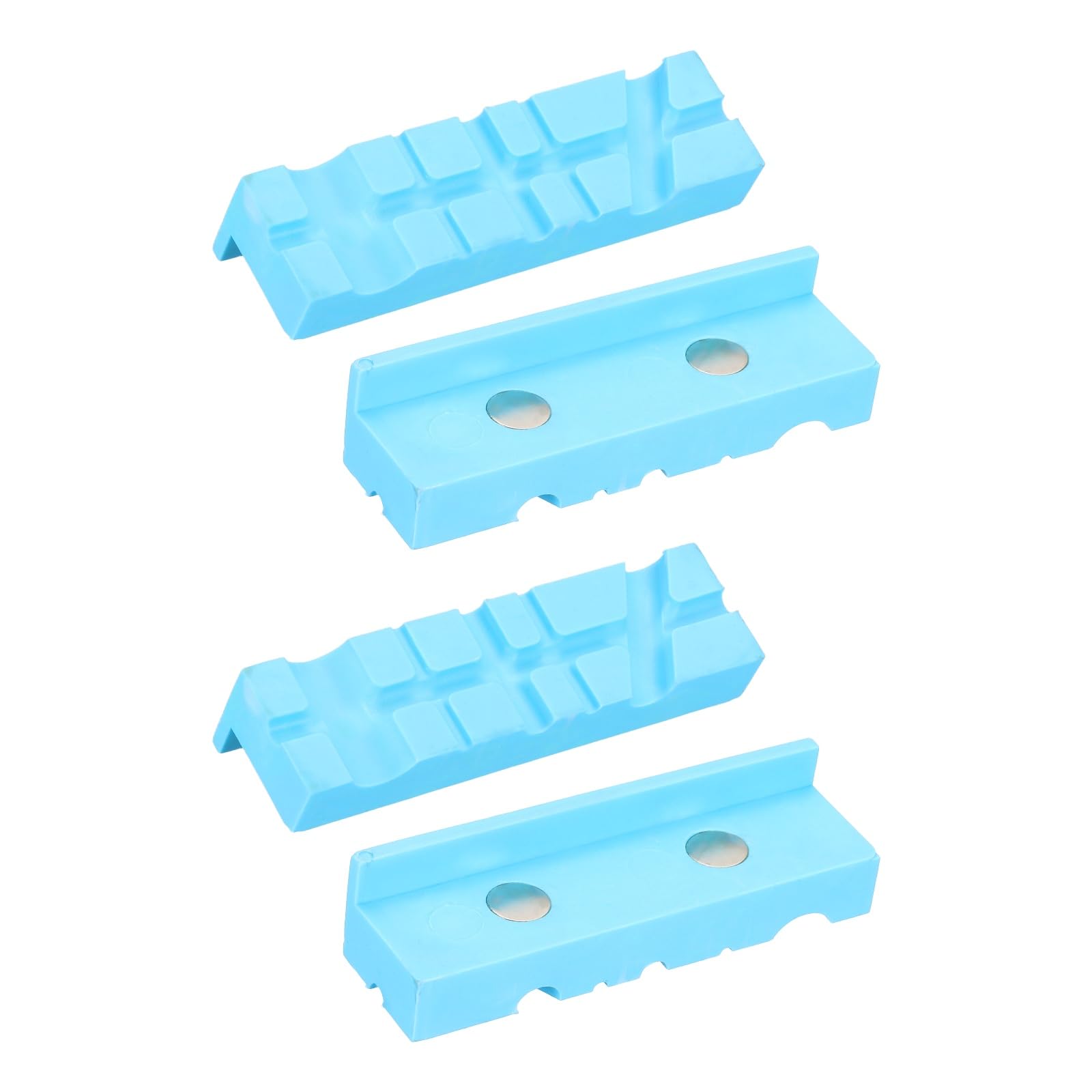 Mâchoires d'étau magnétiques en caoutchouc 10,2 cm sourcing map pour bricolage - Lot de 2 bleu