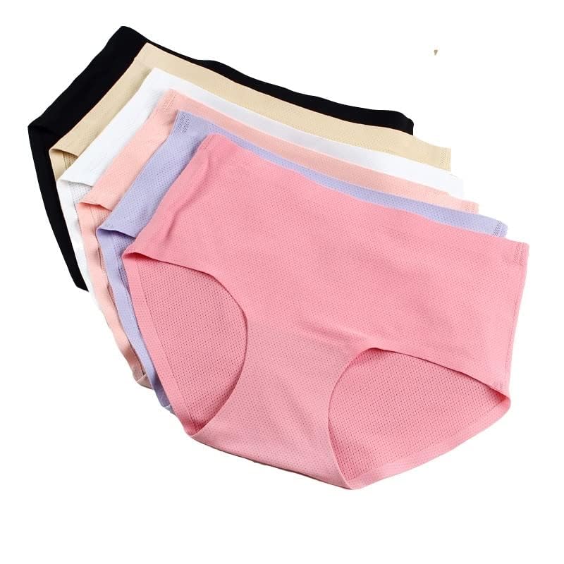 kloud fashion Women Seamless Panty Imported Breathable Mesh Ice Silk Seamless Panty Women Solid Color Mid-Waist Briefs Underwear (Pack of 3 - Random Colors)-picture-31