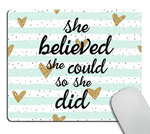 Wasach Quote Mousepad, She Could Mouse Pad, Watercolor Mouse Mat, Custom Mousepad, Heart Mousepad, Inspirational Quote Mousepad Motivational Quote